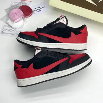 نایک ایر جردن وان لو تراویس اسکات برد مشکی قرمز NIKE AIR JORDAN 1 LOW TRAVIS SCOTT BRED