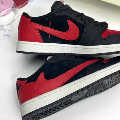 نایک ایر جردن وان لو تراویس اسکات برد مشکی قرمز NIKE AIR JORDAN 1 LOW TRAVIS SCOTT BRED