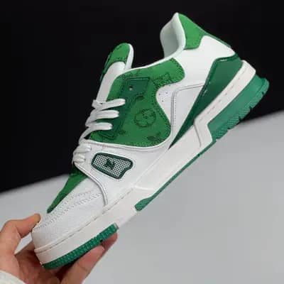لویی ویتون ترینر سفید سبز LOUIS VUITTON TRAINER