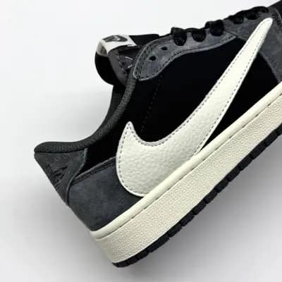 نایک ایر جردن وان لو تراویس اسکات مشکی طوسی سوئد NIKE AIR JORDAN 1 LOW TRAVIS SCOTT SUED