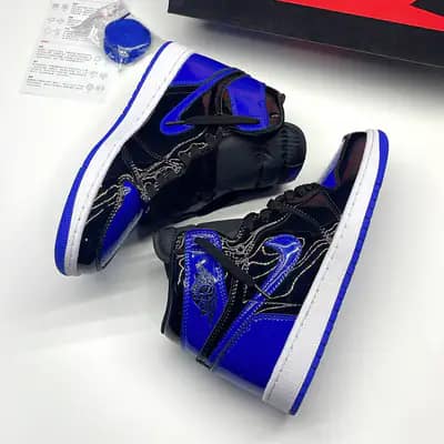 نایک ایر جردن وان ساقدار ورنی پتنت رویال آبی مشکی NIKE AIR JORDAN 1 RETRO HIGH OG PATENT ROYAL