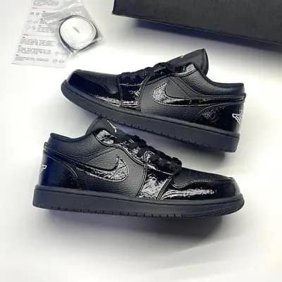 نایک ایر جردن وان لو پتنت الفنت بلک NIKE AIR JORDAN 1 LOW PATENT ELEPHANT BLACK