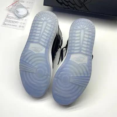 نایک ایر جردن وان ساقدار ورنی اسپیس جم مشکی سفید NIKE AIR JORDAN 1 MID SPACE JAM BLACK