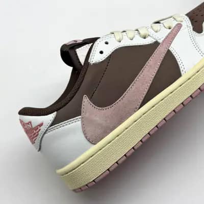 نایک ایر جردن وان لو تراویس اسکات قهوه ای صورتی NIKE AIR JORDAN 1 LOW TRAVIS SCOTT