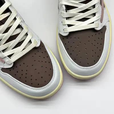 نایک ایر جردن وان لو تراویس اسکات قهوه ای صورتی NIKE AIR JORDAN 1 LOW TRAVIS SCOTT