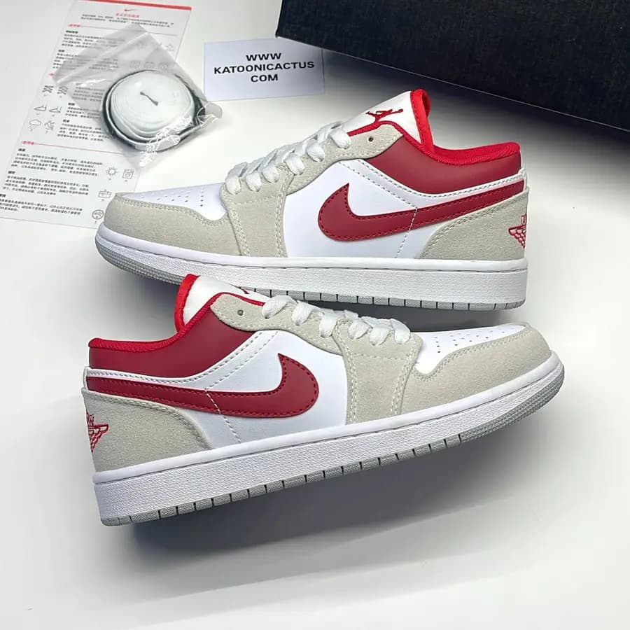 نایک ایر جردن وان لو طوسی قرمز NIKE AIR JORDAN 1 LOW ‌LIGHT IRON ORE/GYM RED