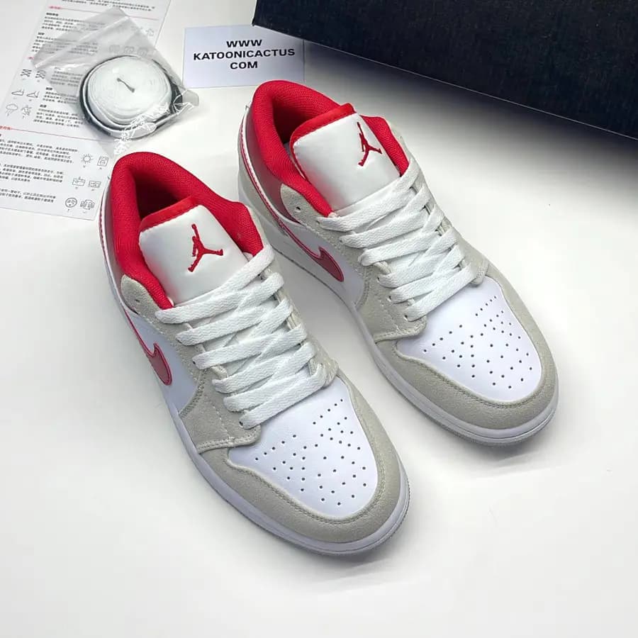 نایک ایر جردن وان لو طوسی قرمز NIKE AIR JORDAN 1 LOW ‌LIGHT IRON ORE/GYM RED