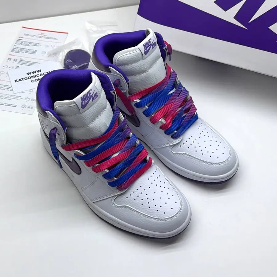 نایک ایر جردن وان ساقدار سفید بنفش NIKE AIR JORDAN 1 HIGH COURT PURPLE WHITE