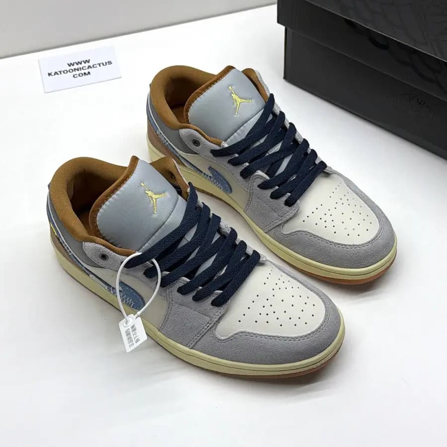 نایک ایر جردن وان لو فانتوم ریپرد دنیم اسووش NIKE AIR JORDAN 1 LOW SE PHANTOM REPAIRED DENIM SWOOSH