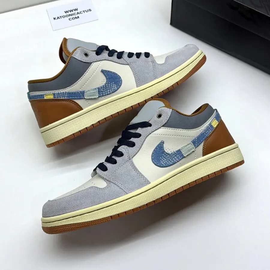 نایک ایر جردن وان لو فانتوم ریپرد دنیم اسووش NIKE AIR JORDAN 1 LOW SE PHANTOM REPAIRED DENIM SWOOSH