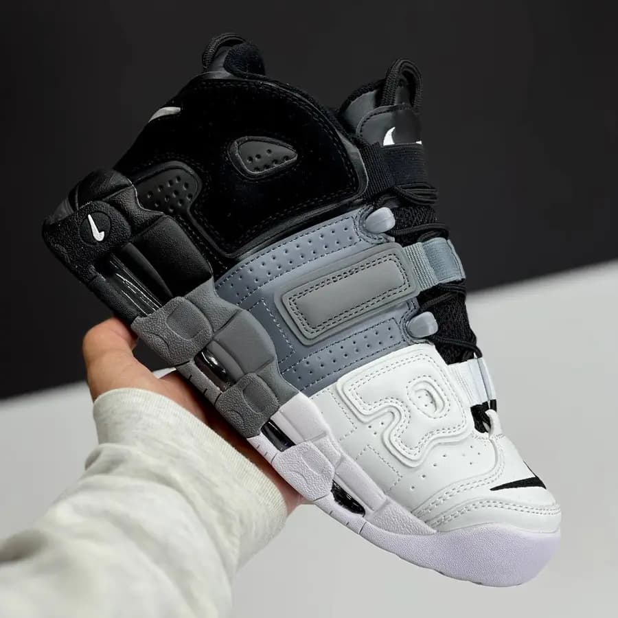 نایک ایر مور آپتمپو مشکی طوسی سفید NIKE AIR MORE UPTEMPO