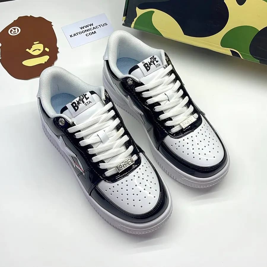 بیپ استا شارک مشکی سفید BAPE STA SHARK