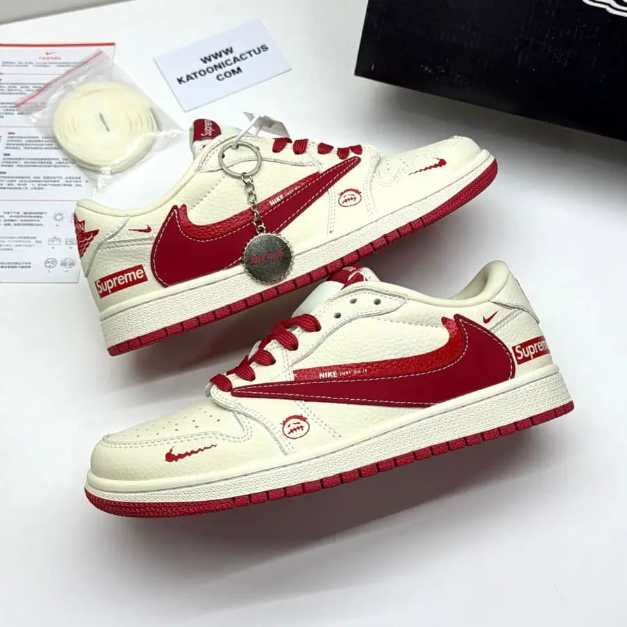 نایک ایر جردن وان لو تراویس اسکات سوپریم NIKE AIR JORDAN 1 LOW X TRAVIS SCOTT X SUPREME