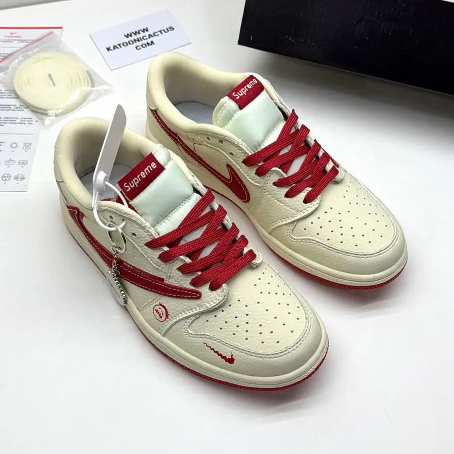 نایک ایر جردن وان لو تراویس اسکات سوپریم NIKE AIR JORDAN 1 LOW X TRAVIS SCOTT X SUPREME