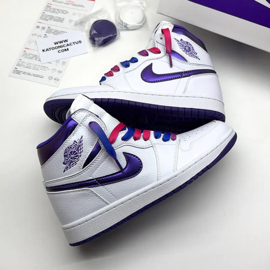 نایک ایر جردن وان ساقدار سفید بنفش NIKE AIR JORDAN 1 HIGH COURT PURPLE WHITE